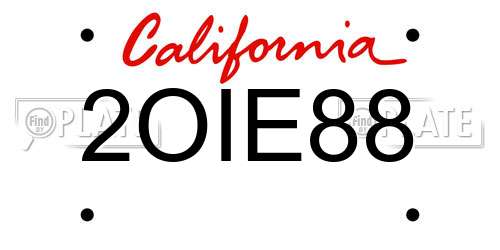 2OIE88 California License Plate