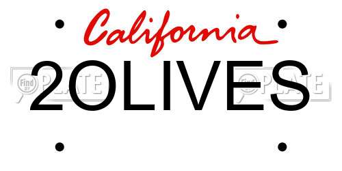 2OLIVES California License Plate