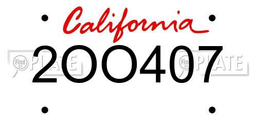 2OO407 California License Plate