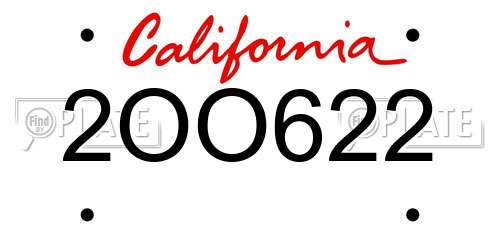 2OO622 California License Plate