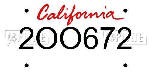 2OO672 California License Plate