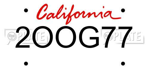 2OOG77 California License Plate
