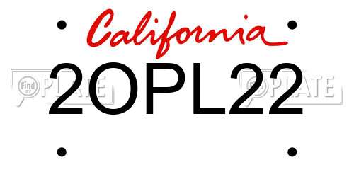 2OPL22 California License Plate