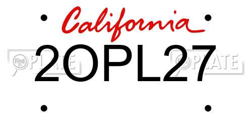 2OPL27 California License Plate
