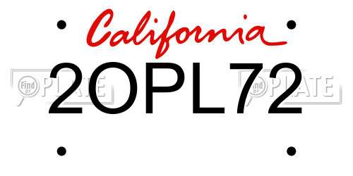 2OPL72 California License Plate