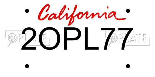 2OPL77 California License Plate