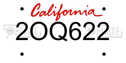 2OQ622 California License Plate
