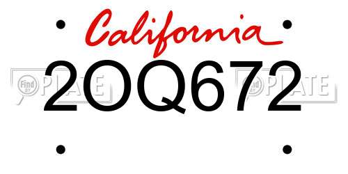 2OQ672 California License Plate