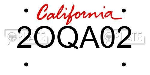 2OQA02 California License Plate