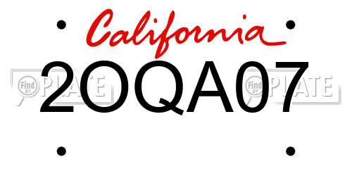 2OQA07 California License Plate
