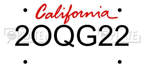 2OQG22 California License Plate