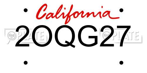 2OQG27 California License Plate