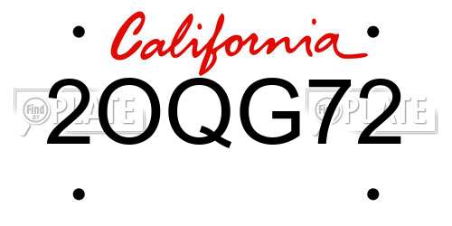 2OQG72 California License Plate