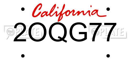2OQG77 California License Plate