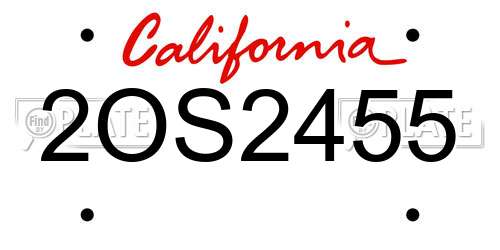 2OS2455 California License Plate