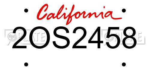 2OS2458 California License Plate