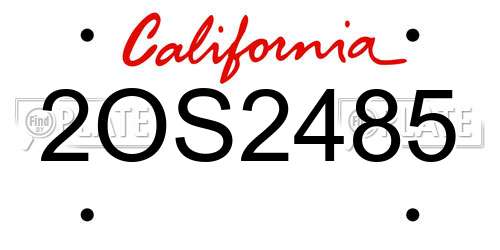 2OS2485 California License Plate