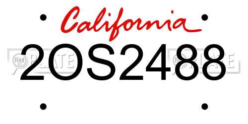 2OS2488 California License Plate
