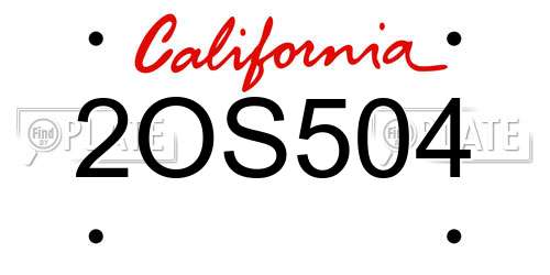 2OS504 California License Plate