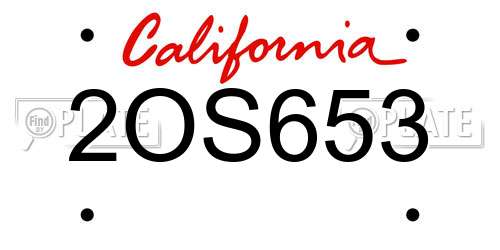 2OS653 California License Plate