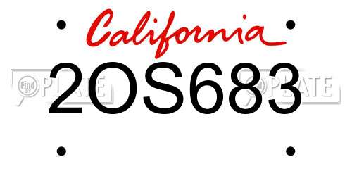 2OS683 California License Plate