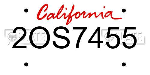 2OS7455 California License Plate