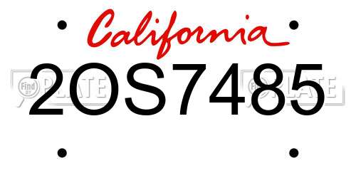 2OS7485 California License Plate