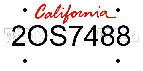 2OS7488 California License Plate