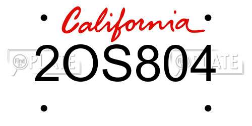 2OS804 California License Plate