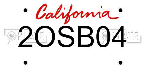 2OSB04 California License Plate