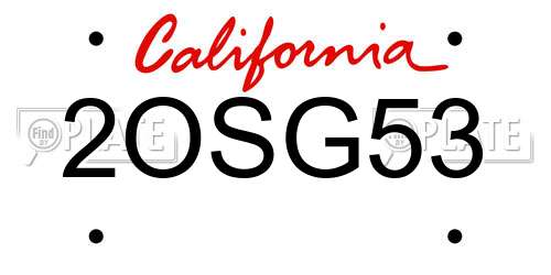 2OSG53 California License Plate