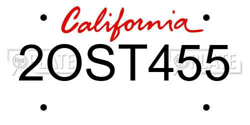2OST455 California License Plate