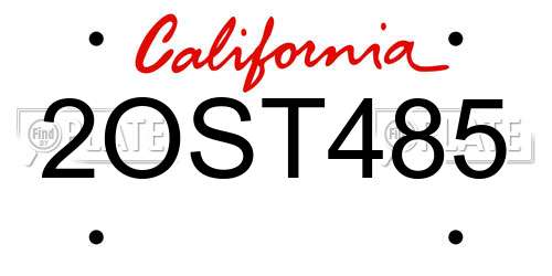 2OST485 California License Plate