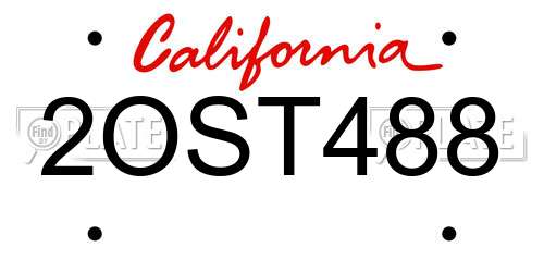 2OST488 California License Plate