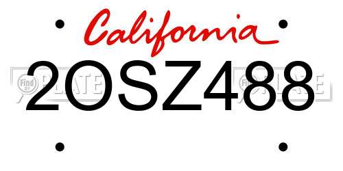 2OSZ488 California License Plate