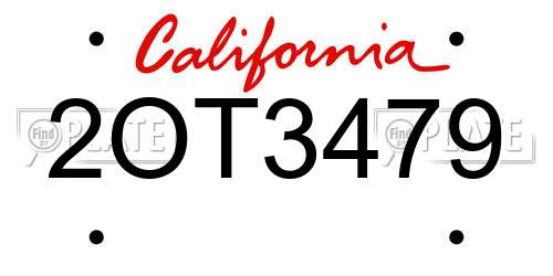 2OT3479 California License Plate