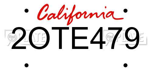 2OTE479 California License Plate
