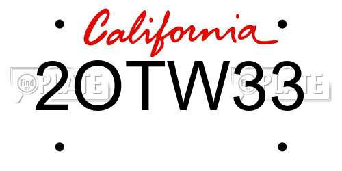 2OTW33 California License Plate