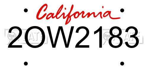 2OW2183 California License Plate