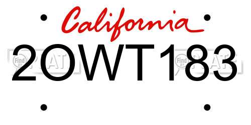 2OWT183 California License Plate