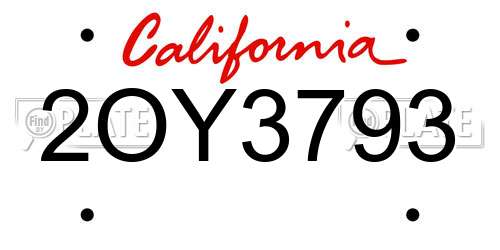 2OY3793 California License Plate