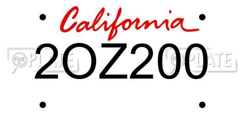 2OZ200 California License Plate