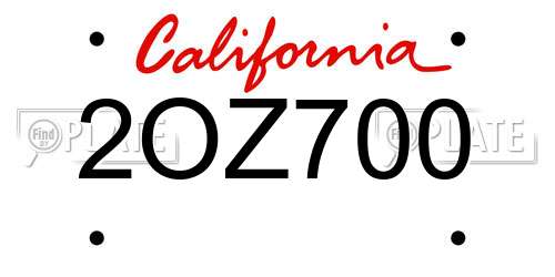 2OZ700 California License Plate