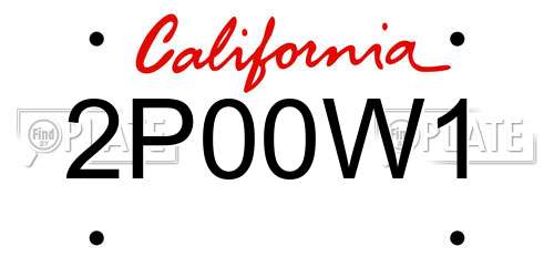 2P00W1 California License Plate