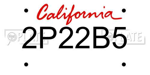 2P22B5 California License Plate