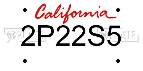 2P22S5 California License Plate