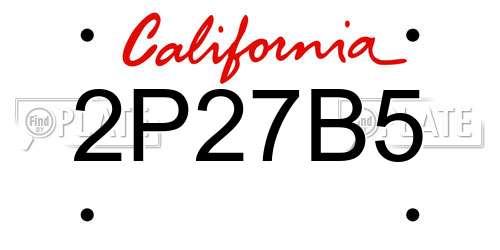 2P27B5 California License Plate