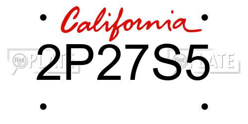 2P27S5 California License Plate