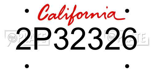 2P32326 California License Plate