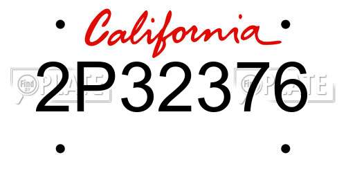 2P32376 California License Plate